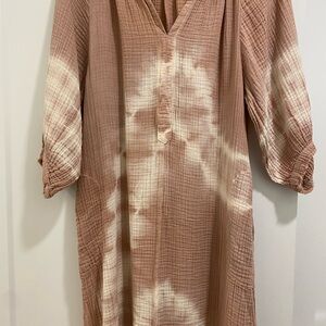 Ocean + Main Tie-Dye Caftan S/M like new peachy/pink/tan w pockets
